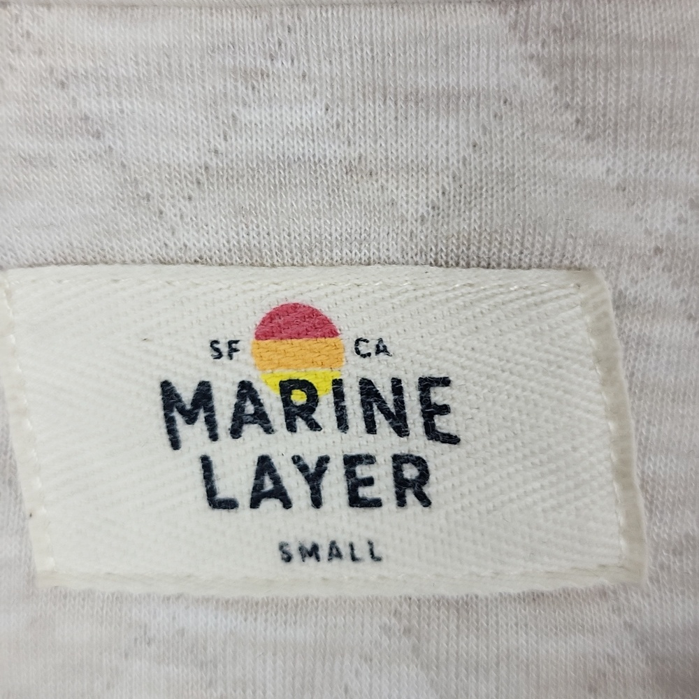 Marine Layer google Quilted‎ Crewneck Sweatshirt in Heather Beige. Size S - Picture 5 of 9